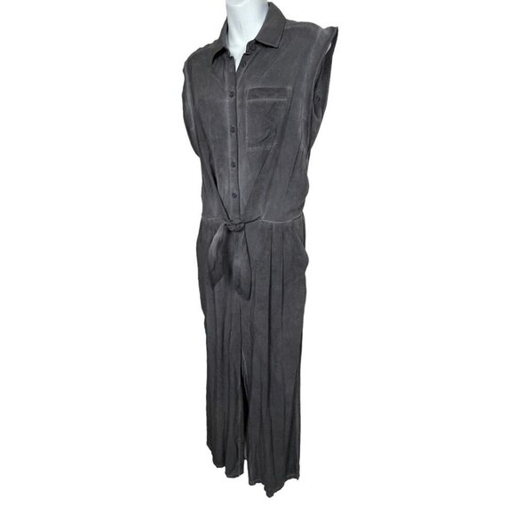 Soft Surroundings Camilla Front Tie Pockets Jumpsuit Grey Size Small Petite - Picture 3 of 10